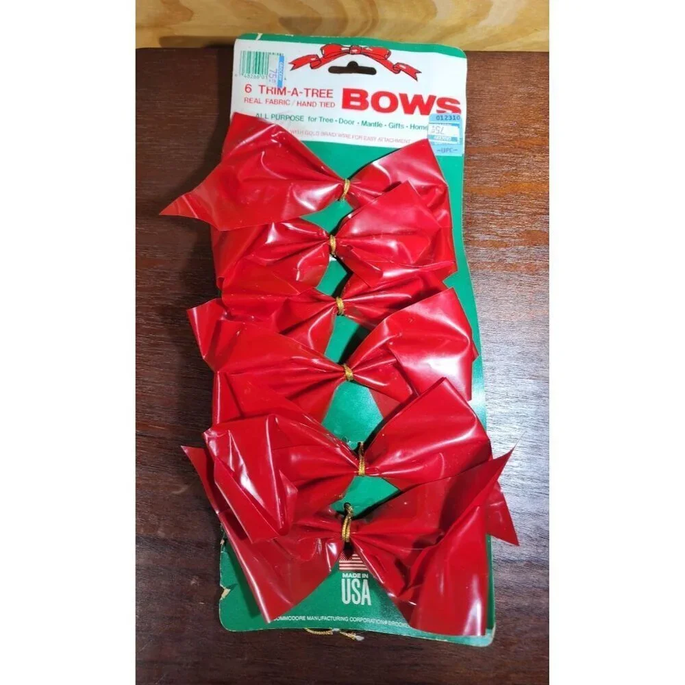 Vintage Trim-a-Tree Bows 6 Pack NEW In Package Christmas Decor Old Stock